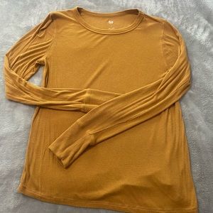 Mustard ribbed long sleeve shirt